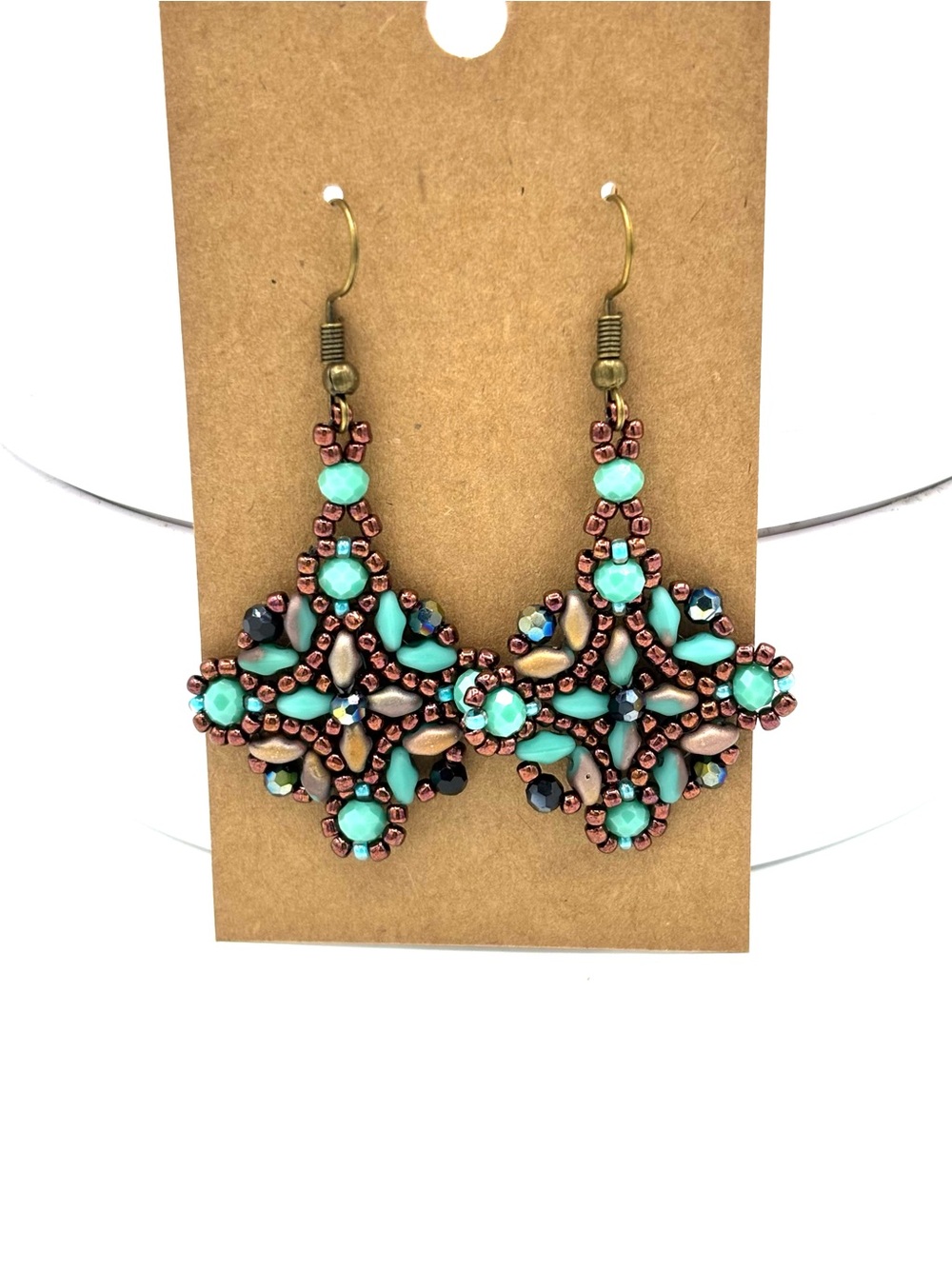 Hand Crafted Bohemian Turquoise Statement Drop Earrings - Women Jewelry - Picture 3 of 9